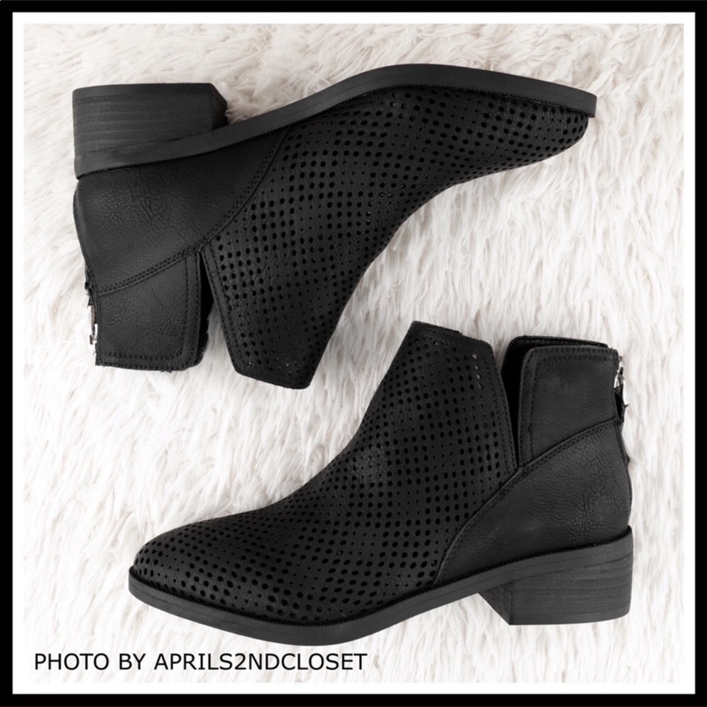 STEVE MADDEN GIRL BLACK BOOTIES ANKLE BOOTS A2C - Picture 7 of 8